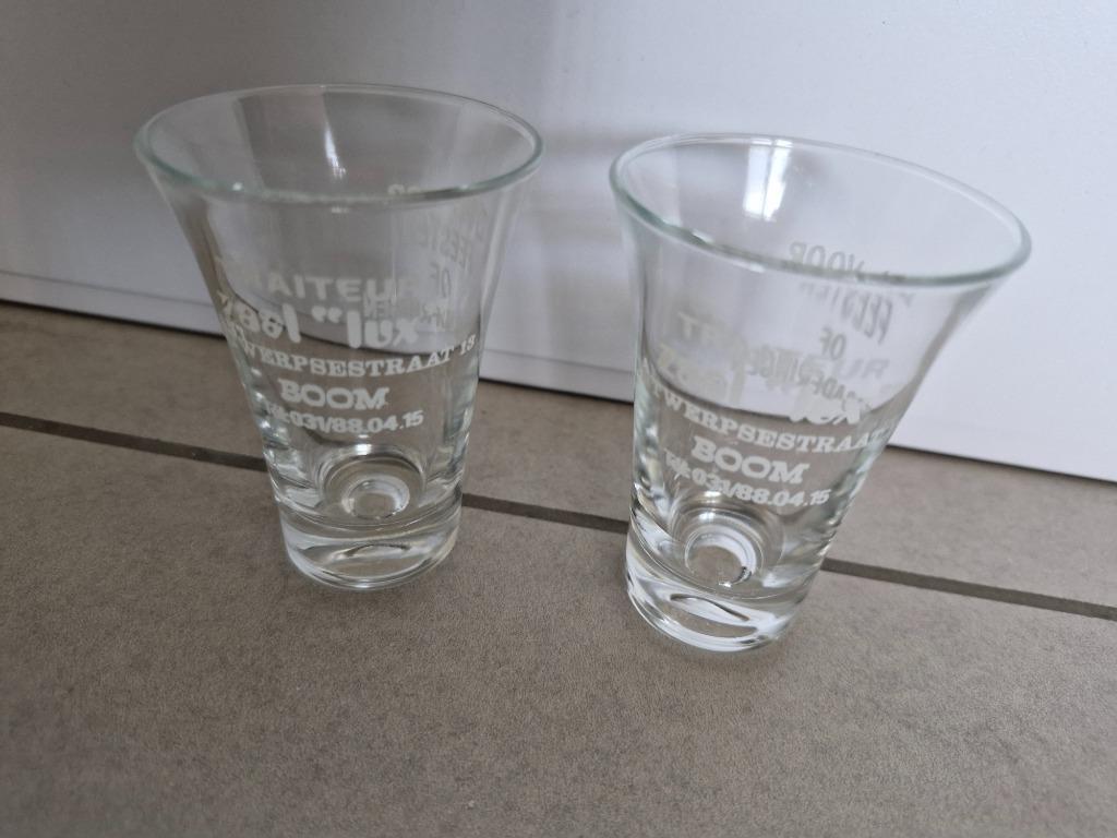 2 shotglazen / borrelglazen Zaal Lux Boom, Envoi, Verres et Verres à shot