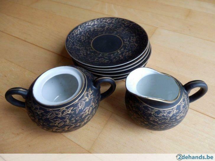 chinese Melkkan & Suiker kan + set 6 bordjes, Antiek en Kunst