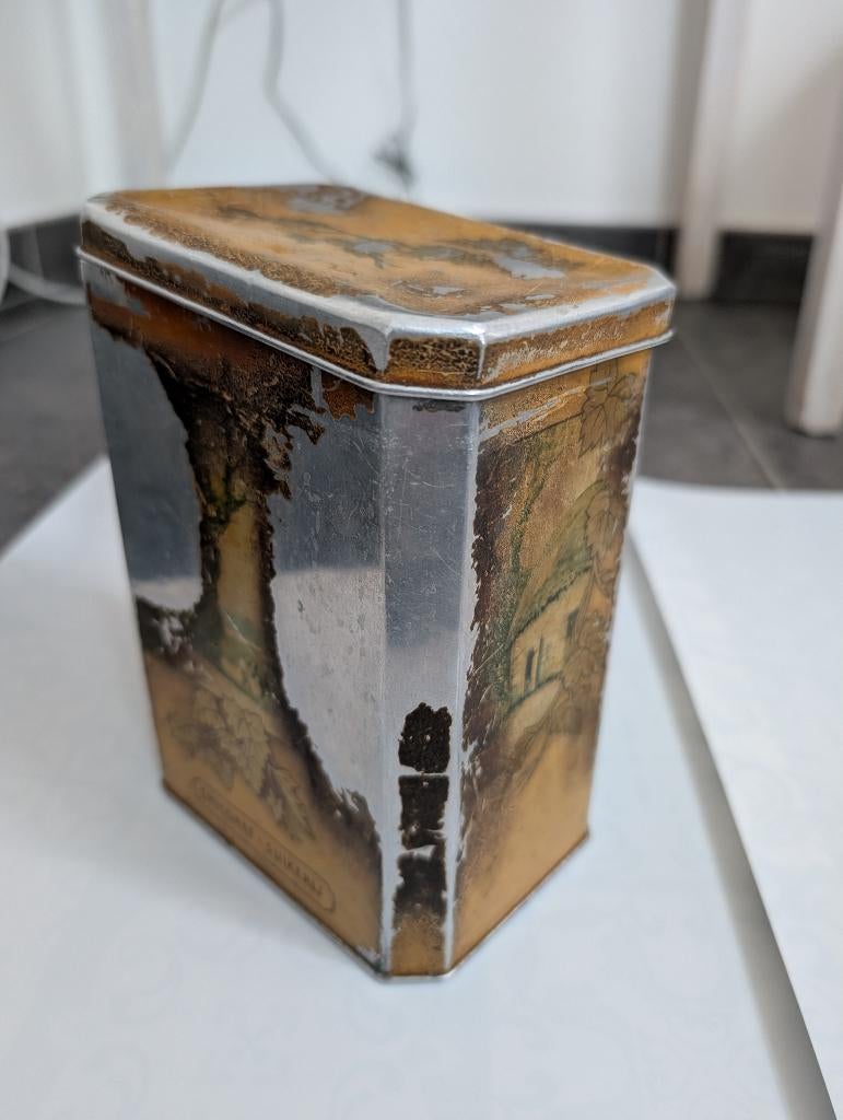 Oude metalen doos van cichorei, Verzamelen, Ophalen of Verzenden, Gebruikt