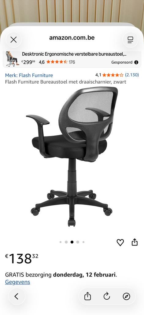 Chaise de bureau Flash Furniture, Enlèvement, Utilisé, Noir, Chaise de bureau