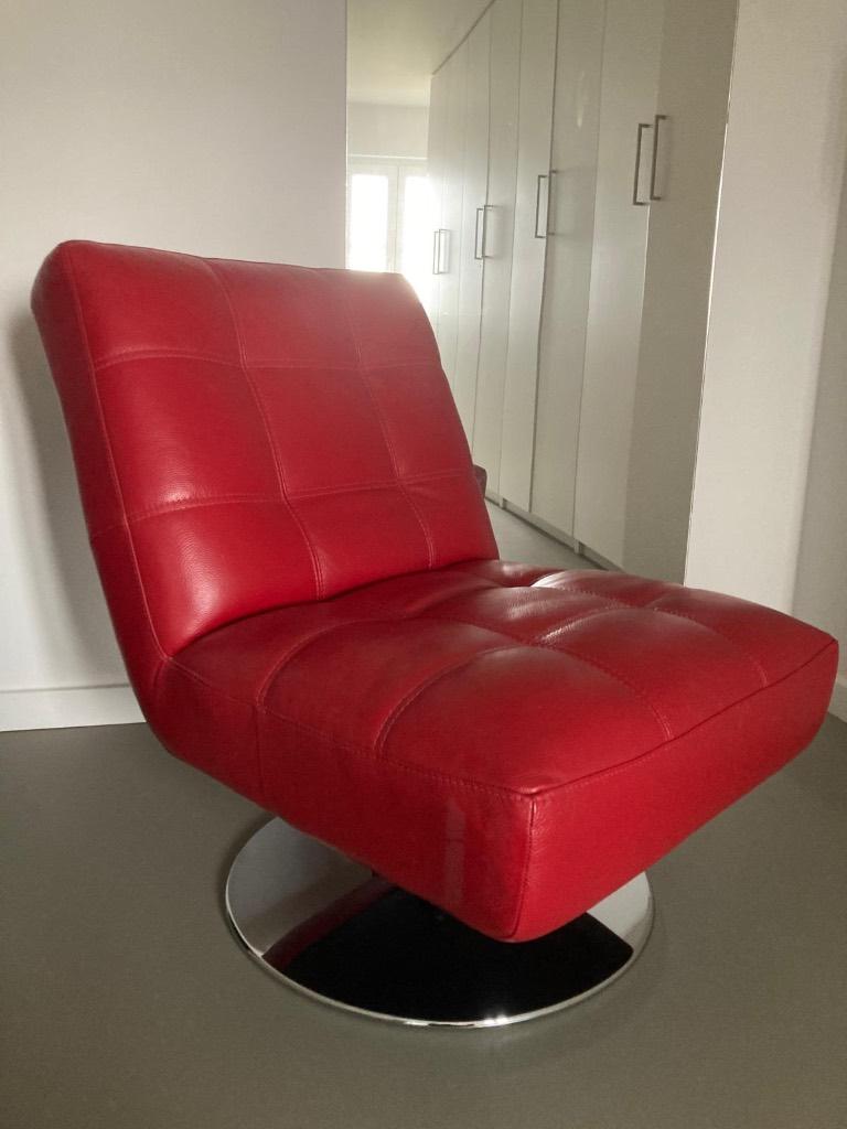 Lederen zetel, Huis en Inrichting, Ophalen, Eenpersoons, Zo goed als nieuw, Minder dan 150 cm
