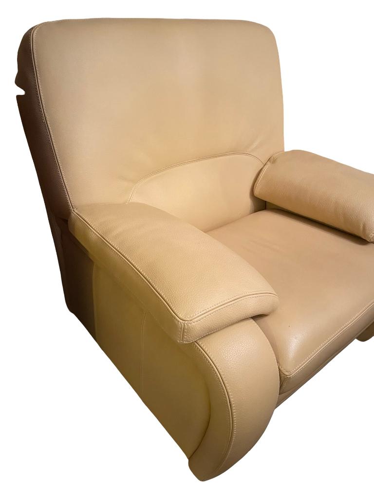 Set van echt leren bank + fauteuil — 3 delen, Huis en Inrichting, Ophalen, Gebruikt, 150 tot 200 cm, Tweepersoons