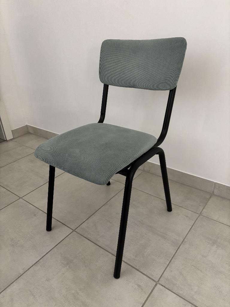 Chaise en velour bleue grise, Maison & Meubles, Comme neuf, Enlèvement, Scandinave, Tissus