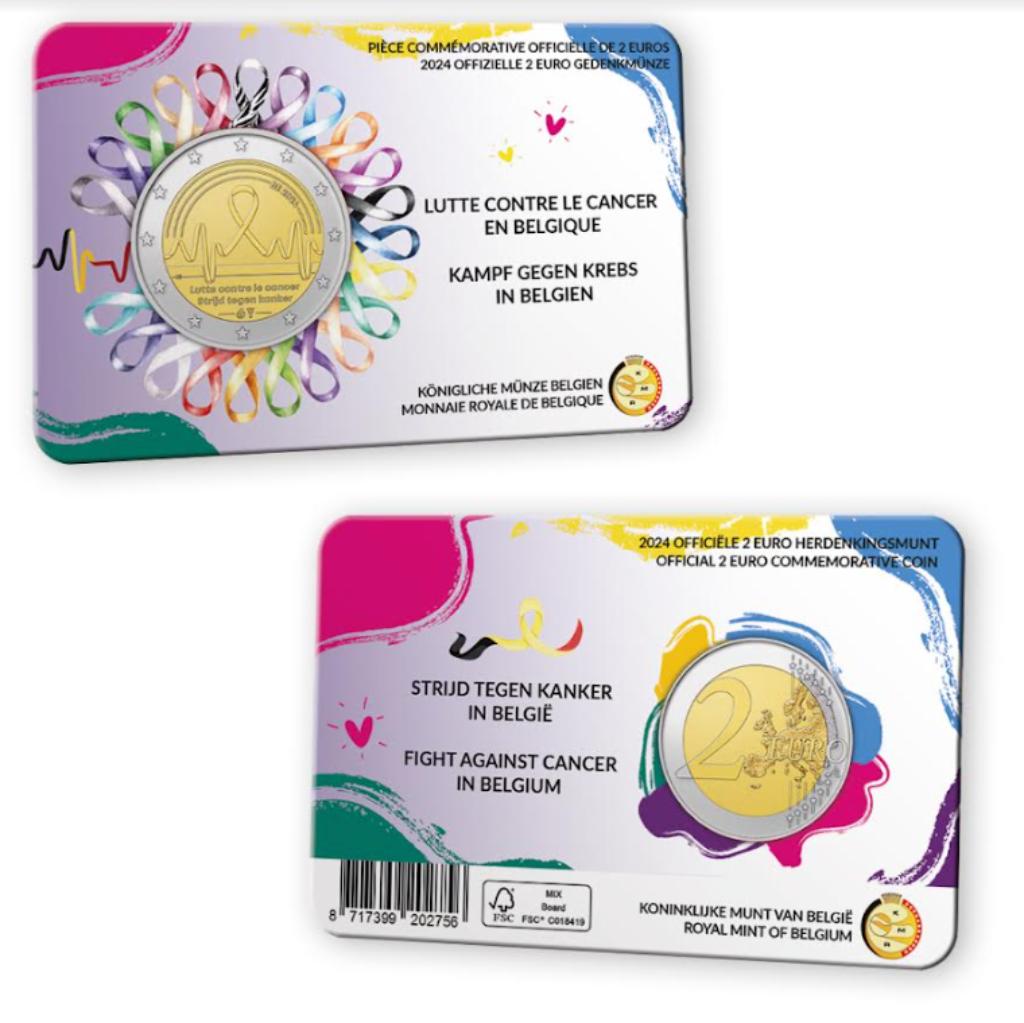 België 2024 - 2 euro in coincard - Strijd tegen kanker, Ophalen of Verzenden, België, 2 euro