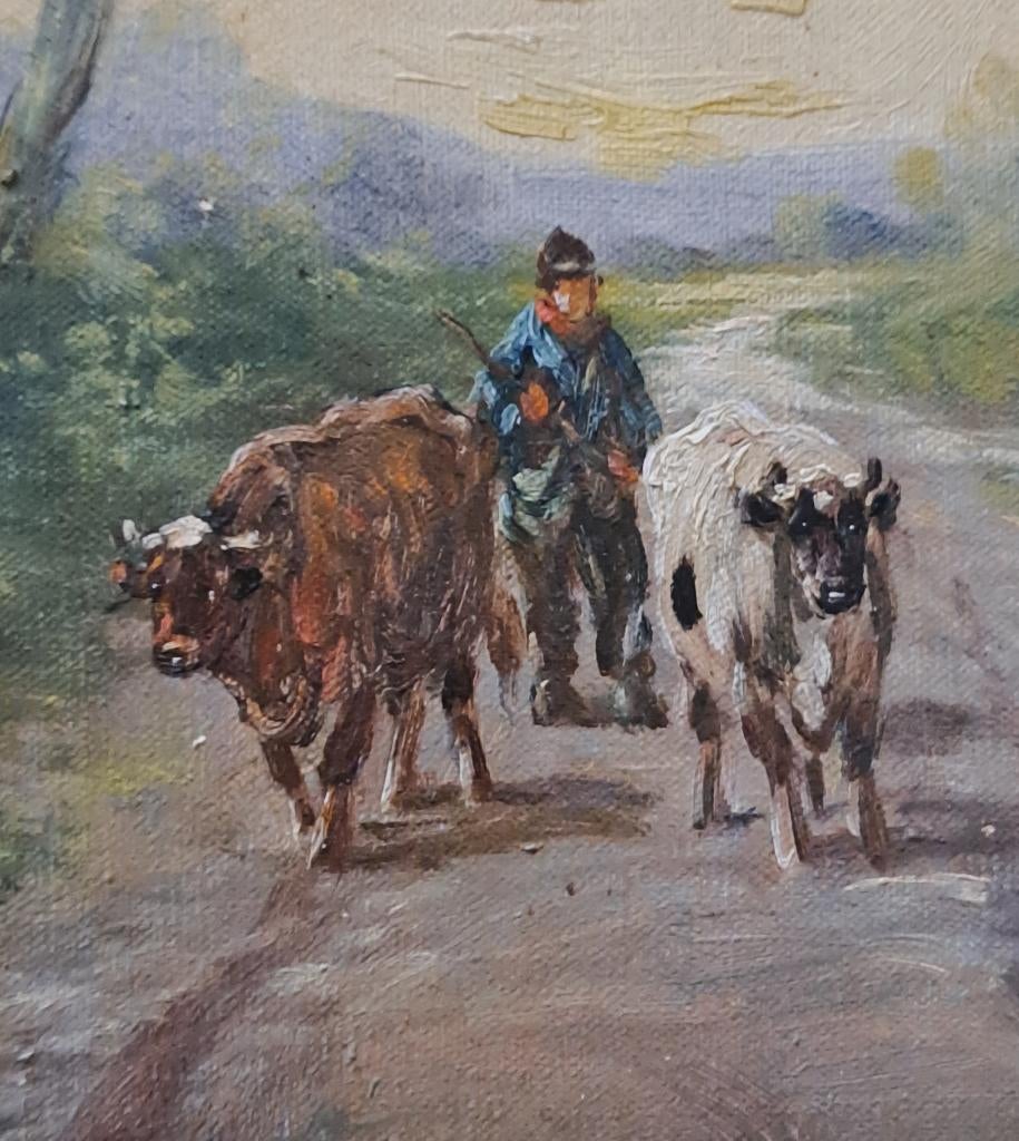 P.H. Schouten  SIGNE « Vee in dreef » huile sur toile, Enlèvement