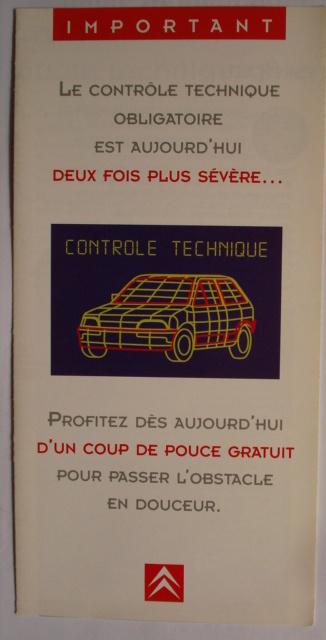 Citroën contrôle technique 1996 Brochure Catalogue Prospekt, Boeken, Auto's | Folders en Tijdschriften, Zo goed als nieuw, Citroën