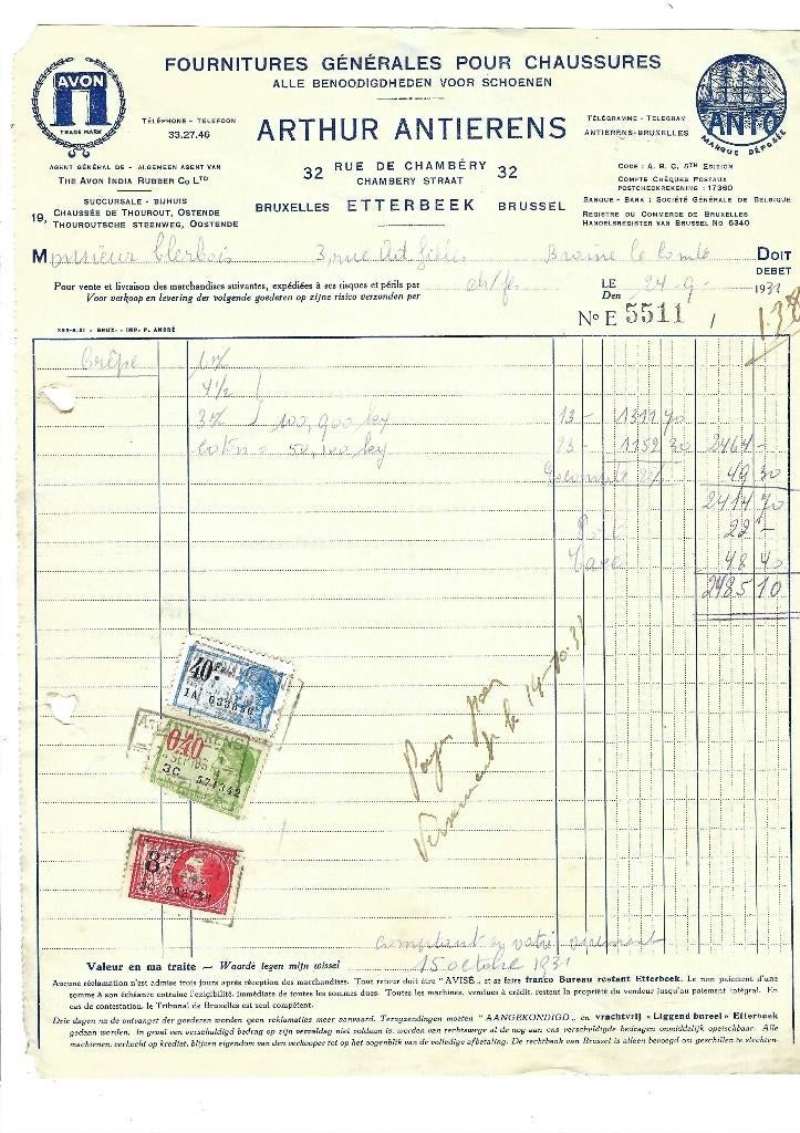 Ancienne facture 1931, Enlèvement ou Envoi, Utilisé