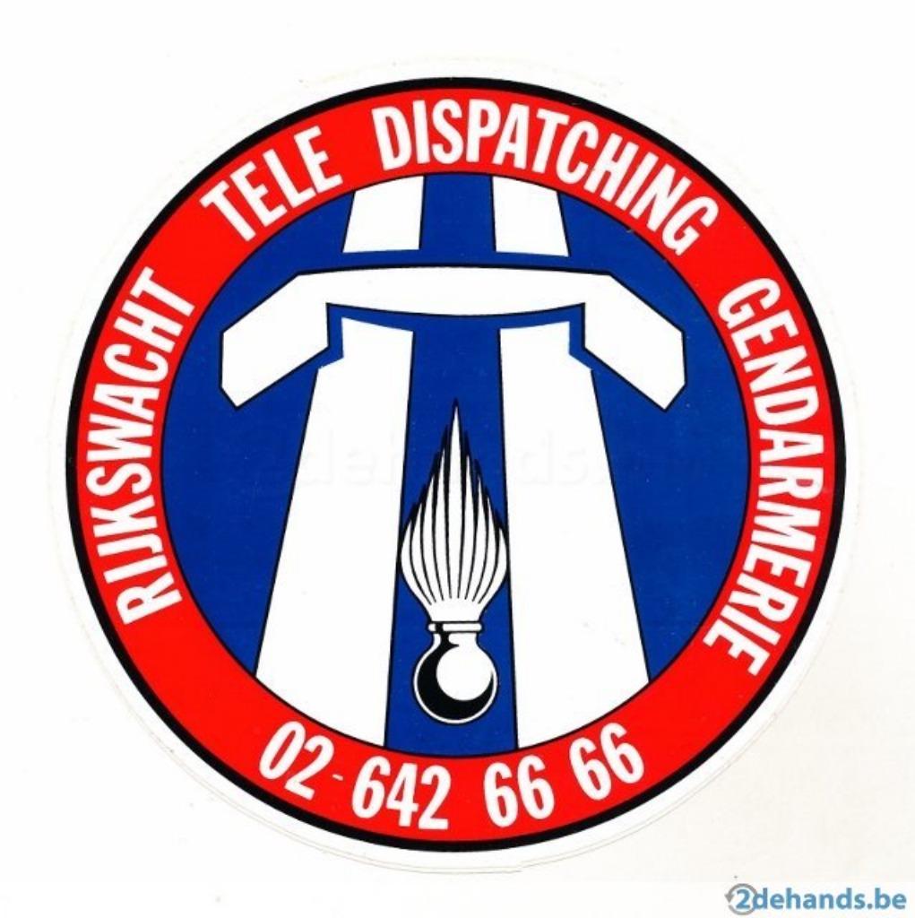 rijkswacht tele dispatching gendarmerie zelfklever-autocolla, Ophalen of Verzenden, Nieuw