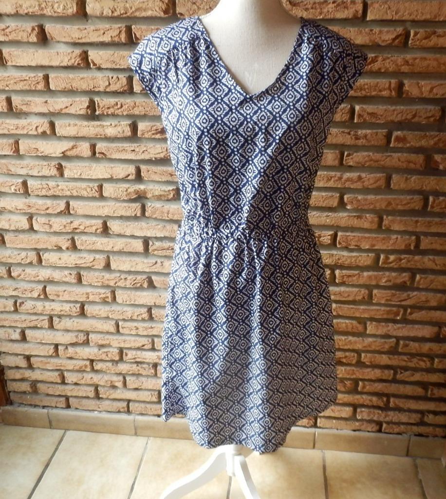 (107)- robe femme t.36 bleue blanc, Enlèvement ou Envoi, Taille 36 (S), Comme neuf, Longueur genou