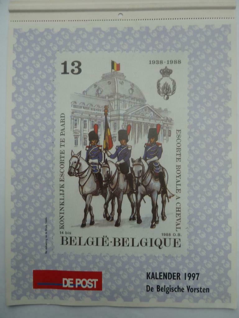 Les monarques belges. Calendrier La Poste. 1997., Divers, Agendas, Enlèvement ou Envoi, Neuf