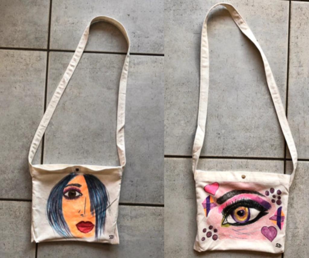 Kleine tote bag/schoudertas met 2 unieke designs NIEUW, Ophalen of Verzenden, Nieuw, Beige