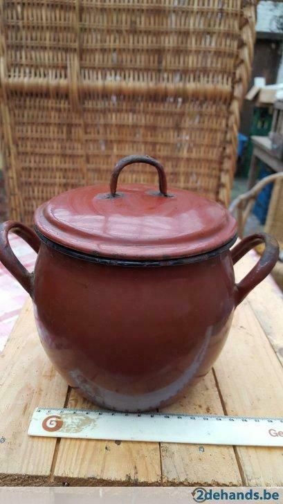 Oude emaille pot, Antiek en Kunst, Curiosa en Brocante