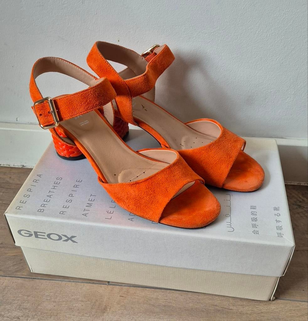 Geox sandalen met hakje, Geox, Oranje, Gedragen, Sandalen of Muiltjes