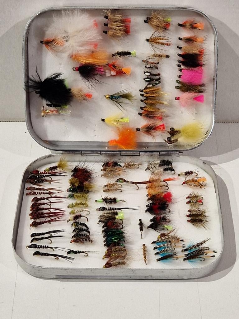 Richard wheatley vliegdoos met 124 vliegen , mouche , fly, Ophalen of Verzenden