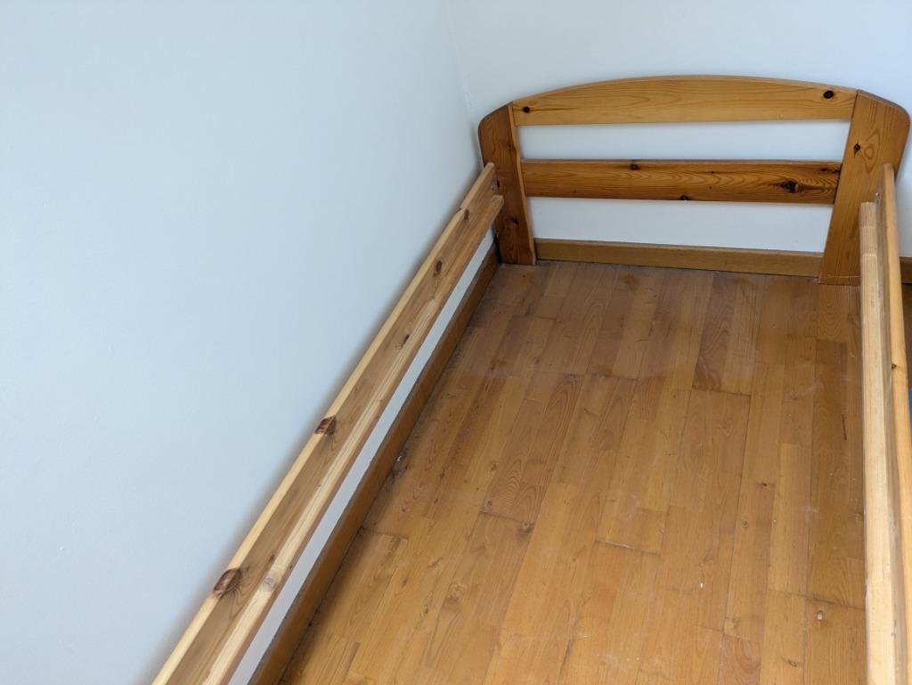 Cadre de lit une personne, 100 cm, Beige, Une personne, Enlèvement