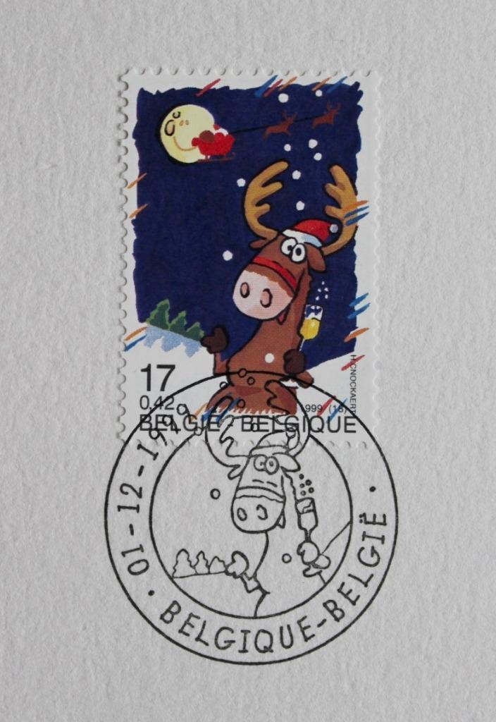 Timbre-poste de Noël 1999 avec timbre du premier jour, Enlèvement ou Envoi, Affranchi, Noël, Oblitération 1er jour