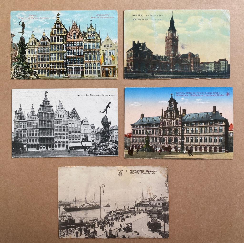 5 postkaarten ANTWERPEN ANVERS FELDPOST WO1 1915 1916, Verzamelen, Ophalen of Verzenden, Antwerpen