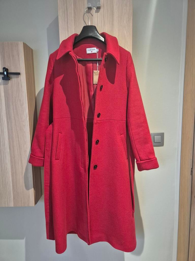 Rode wollen jas van Naf Naf, 36, Kleding | Dames, Ophalen of Verzenden, Rood