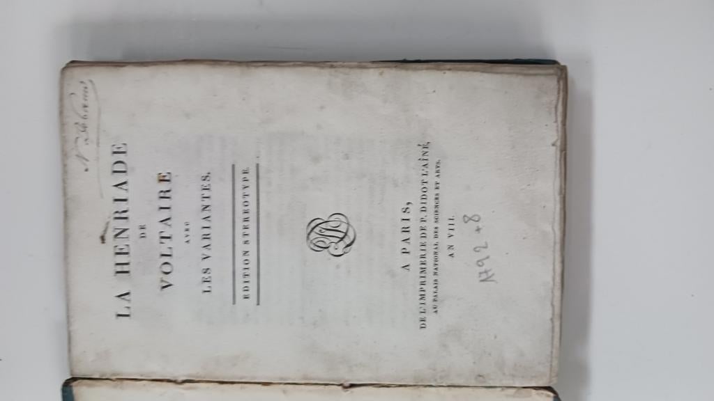 Voltaire La Henriade An VIII, Ophalen
