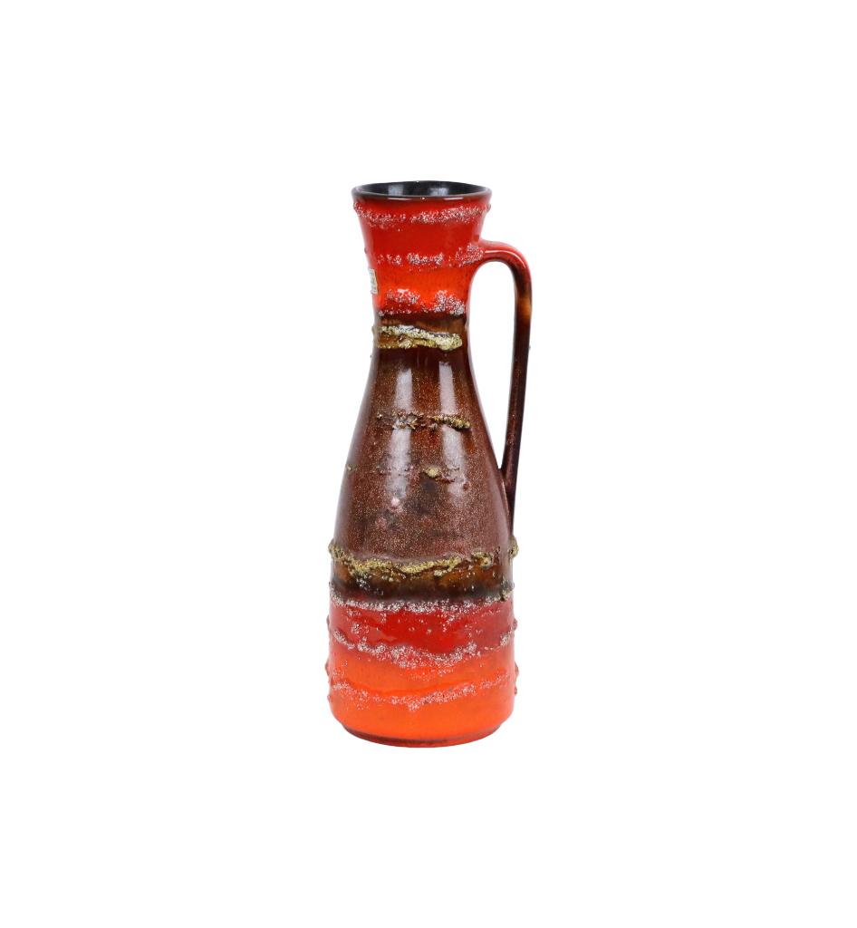 Fat Lava Vaas Carstens West Germany Rood Oranje Druipglazuur, Antiek en Kunst, Ophalen of Verzenden
