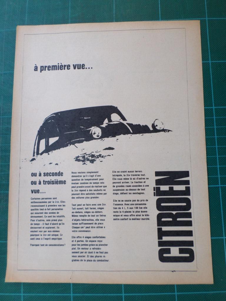 Citröen 2cv - publicité papier - 1967, Enlèvement ou Envoi, Utilisé, Autres types