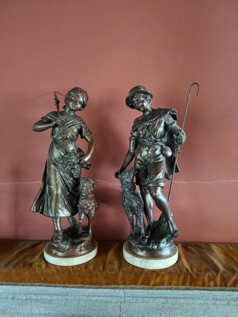 2 statues en régule (couple de bergers), Enlèvement ou Envoi