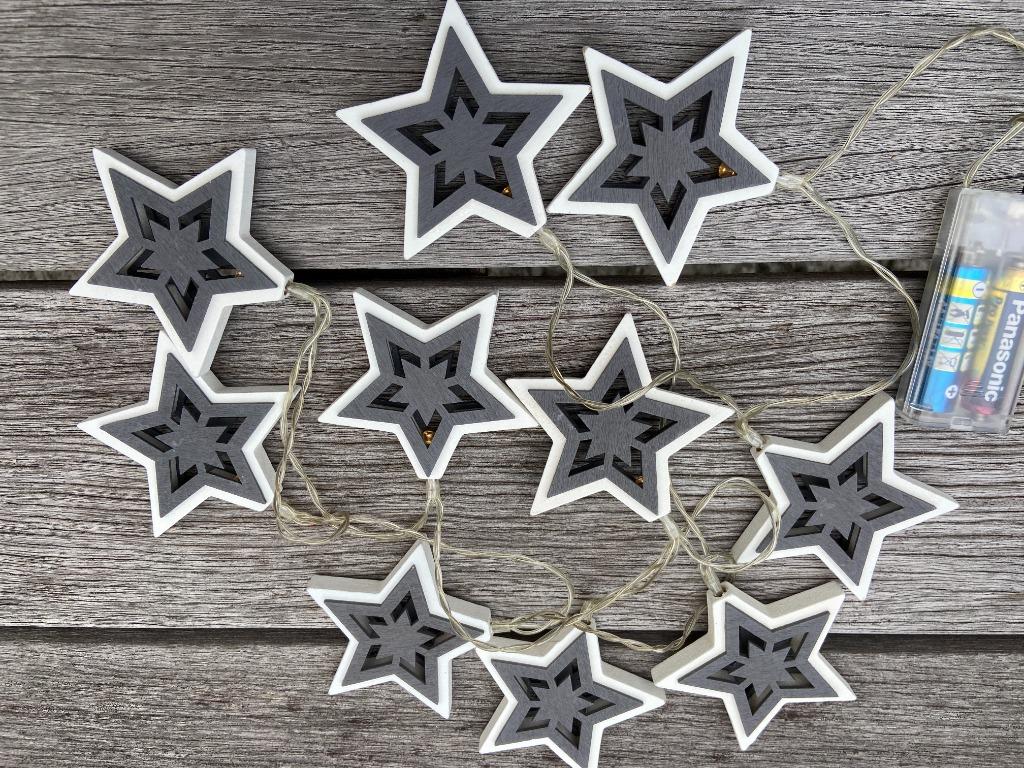 Kerstverlichting: 10 kerststerren met lampjes, Ophalen of Verzenden, Zo goed als nieuw