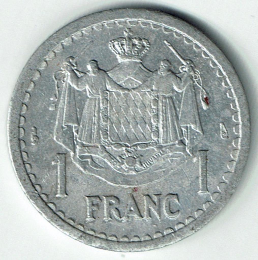 1 Franc Monaco Louis II 1943, Postzegels en Munten, Verzenden, Overige landen, Losse munt