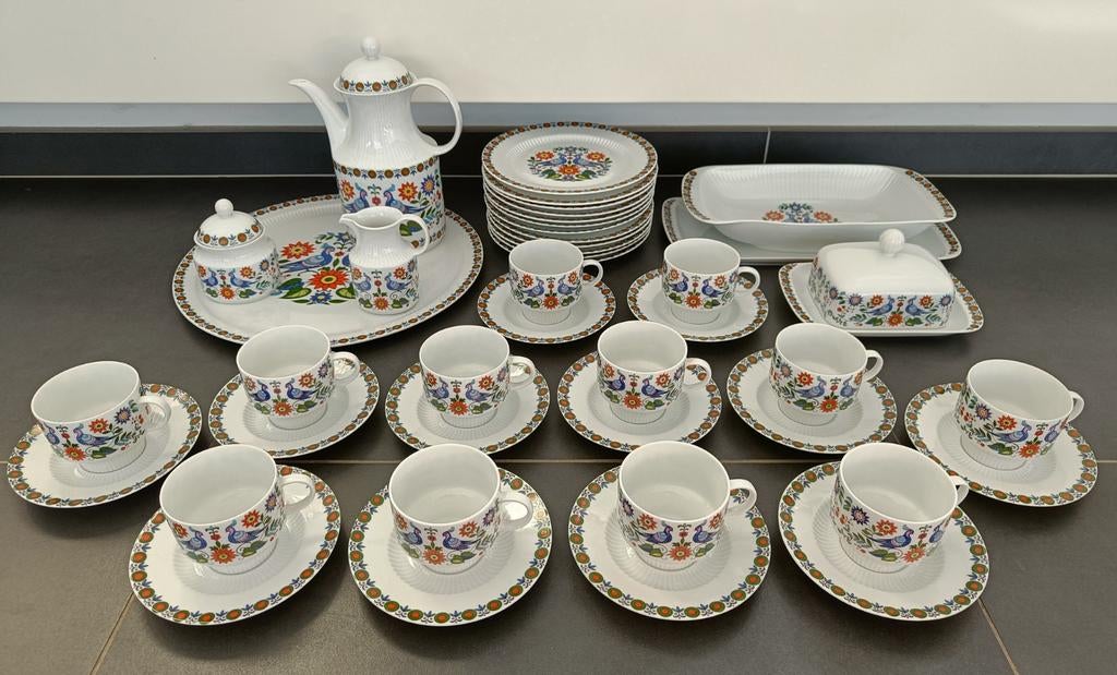Vintage porseleinen dessert servies Kaiser W.Germany., Antiek en Kunst, Ophalen of Verzenden