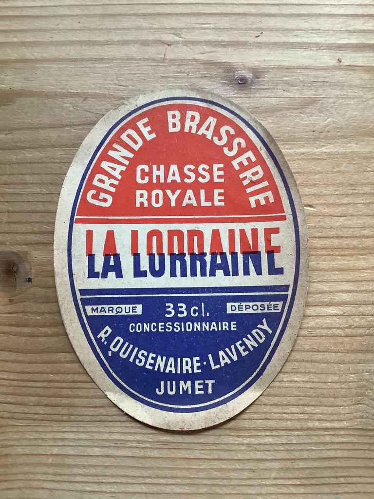 Étiquette chasse royale la lorraine Quisenaire Lavendy Jumet, Enlèvement ou Envoi, Comme neuf