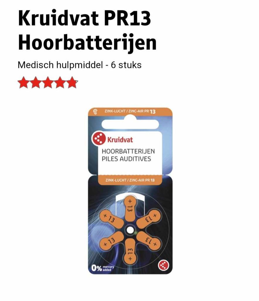 Hoorapparaat Batterijen 5 pakjes, Elektronische apparatuur, Ophalen of Verzenden, Nieuw, Overige typen
