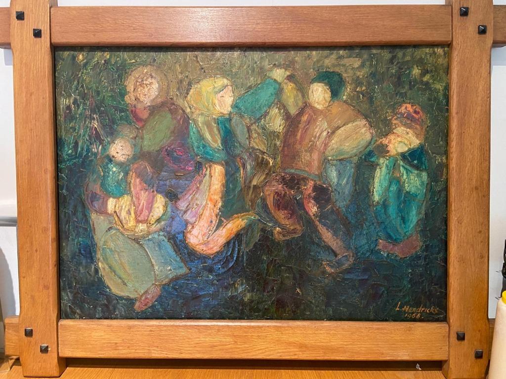 Vlaams tafereel - L. Hendrickx 1968, Ophalen of Verzenden