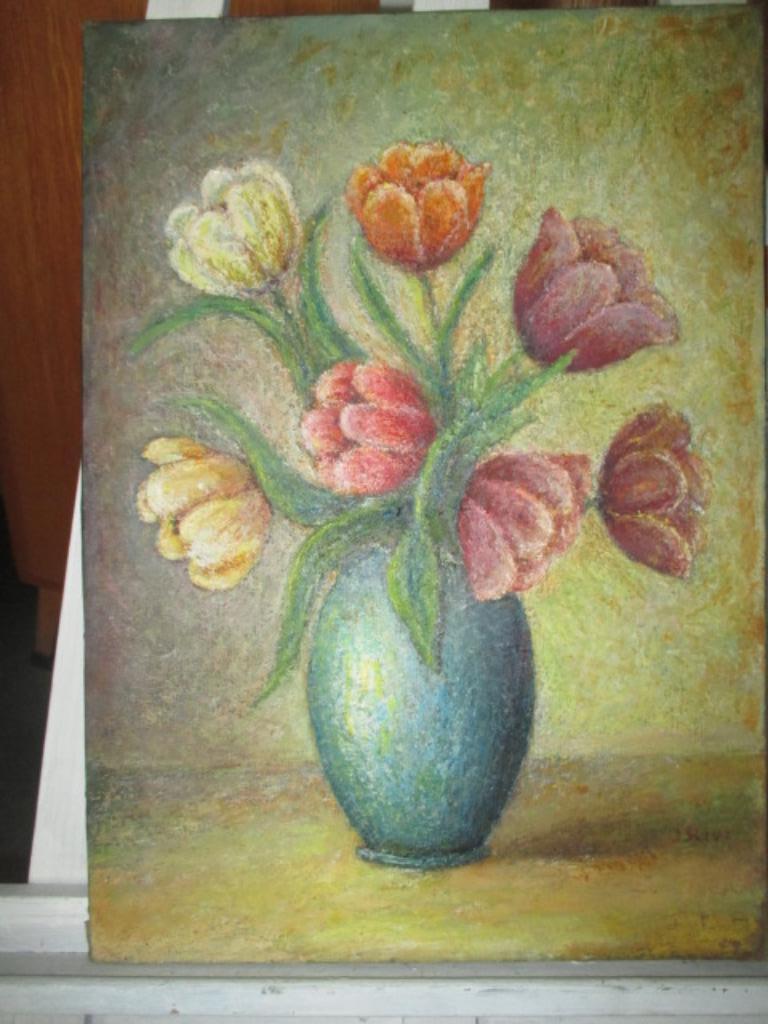 Peinture « Vase à fleurs », sans cadre, Enlèvement ou Envoi
