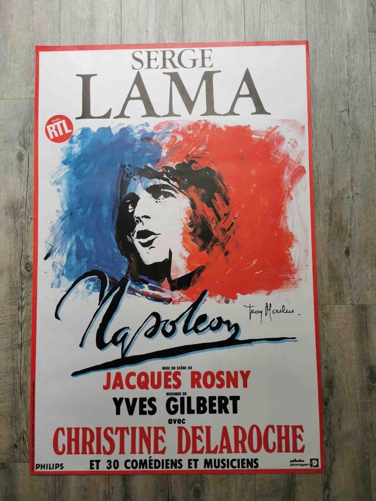 SERGE LAMA - NAPOLEON - AFFICHE ORIGINALE - 78/118 CM, Collections, Enlèvement ou Envoi, Rectangulaire vertical, Comme neuf, Musique