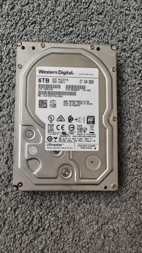 Western Digital Ultrastar DC HC310 6TB, Informatique & Logiciels, Disques durs, Enlèvement, Comme neuf, SAS