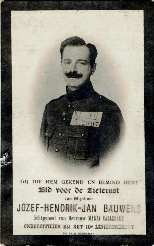 Sous-officier Jozef Bauwens GM1 + Göttingen 18.08.1918, Envoi, Image pieuse