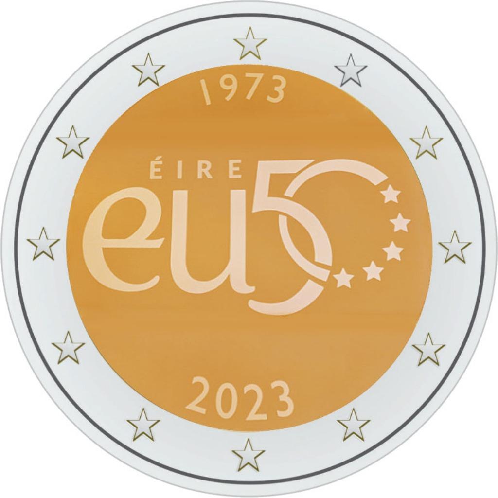 2 euro Irlandl 2023 UNC 50 jaar lidmaatschap van de Europes, Ophalen of Verzenden, Ierland, 2 euro, Setje