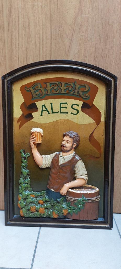 authentique enseigne de pub en bois Beer Ales, Collections, Enlèvement ou Envoi, Neuf, Panneau, Plaque ou Plaquette publicitaire