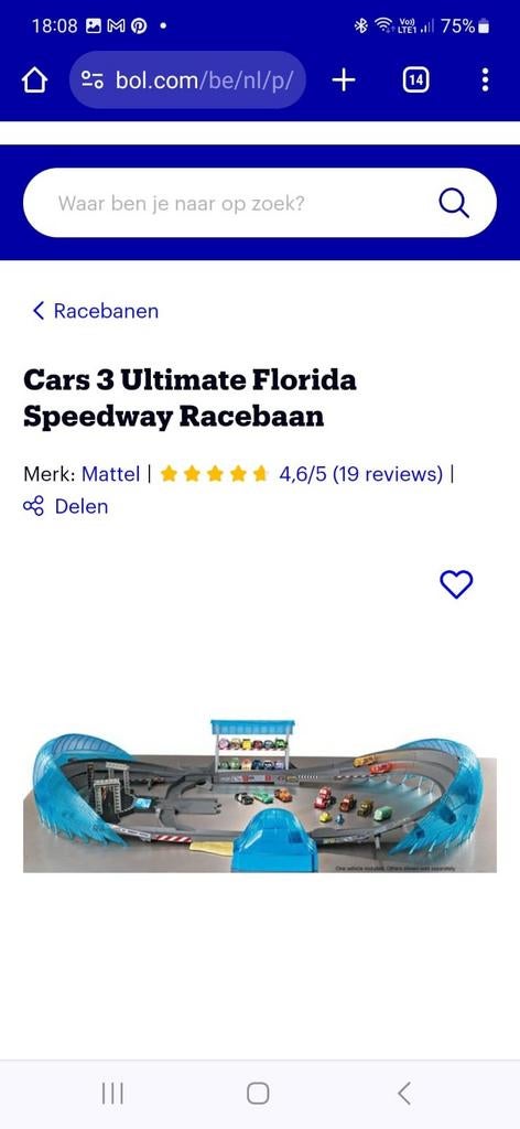 Cars 3 racebaan, Ophalen, Zo goed als nieuw, Racebaan