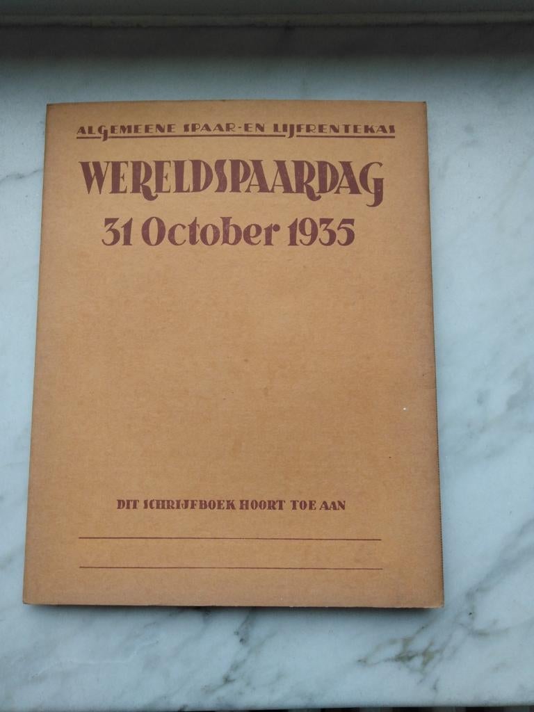 Oud schrift wereldspaardag 1935 in goede staat, Ophalen of Verzenden
