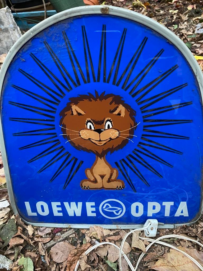 Vintage reclamebord Loewe Opta met verlichting, Ophalen, Gebruikt