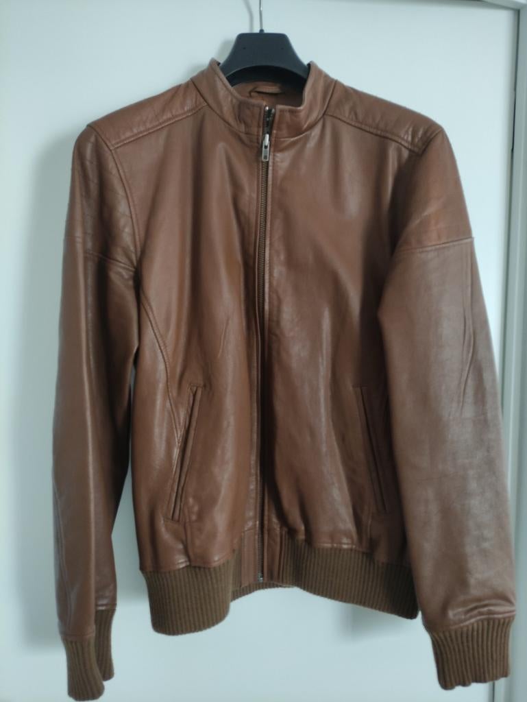 Blouson en cuir couleur cognac, taille grand, Enlèvement ou Envoi, Comme neuf