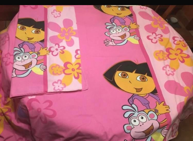 Dora 1 persoons dekbedovertrek, Meisje, Dekbedovertrek, Ophalen of Verzenden, Zo goed als nieuw