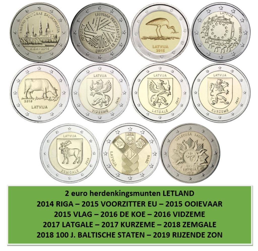 2 euro herdenkingsmunten Letland, Verzenden, 2 euro
