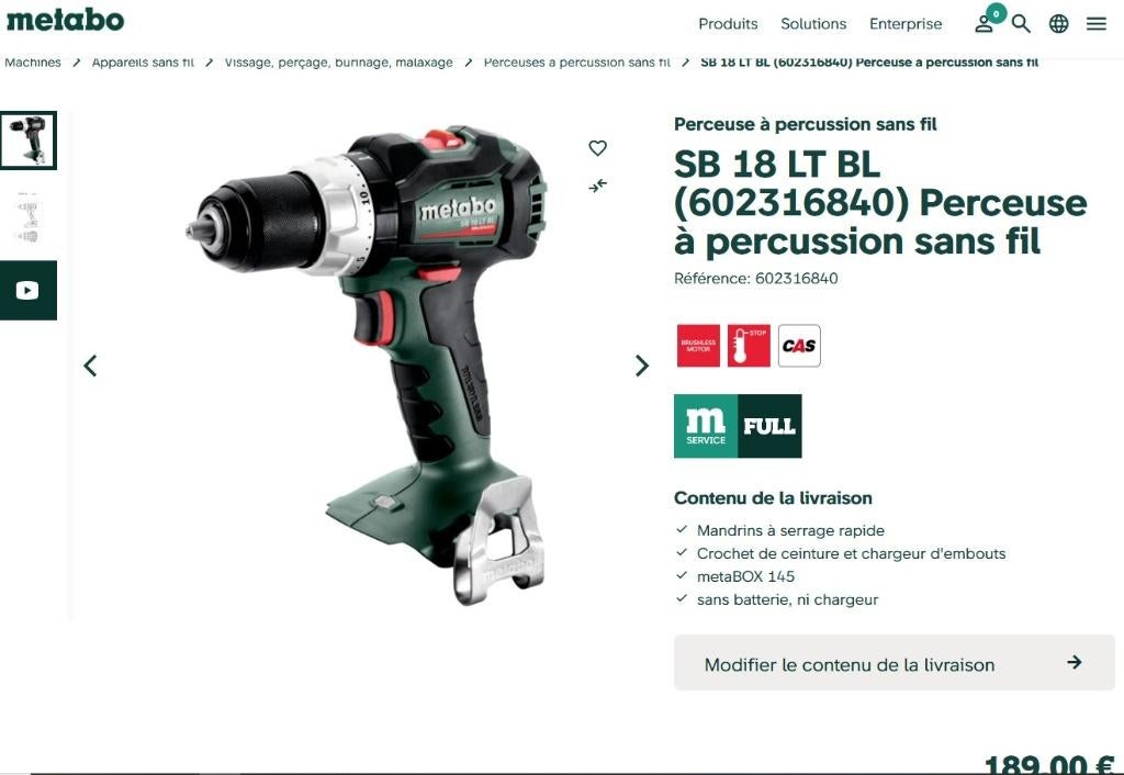 visseuse Metabo SB 18 LT BL perceuse a percussion sans fil, Bricolage & Construction, Outillage | Foreuses, Enlèvement ou Envoi