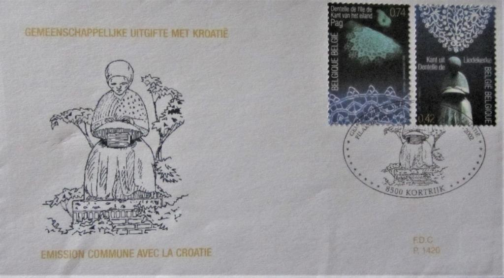 FDC- BELGIË- KUNST- KANTKLOSSEN, Enlèvement ou Envoi, Affranchi, Autres thèmes
