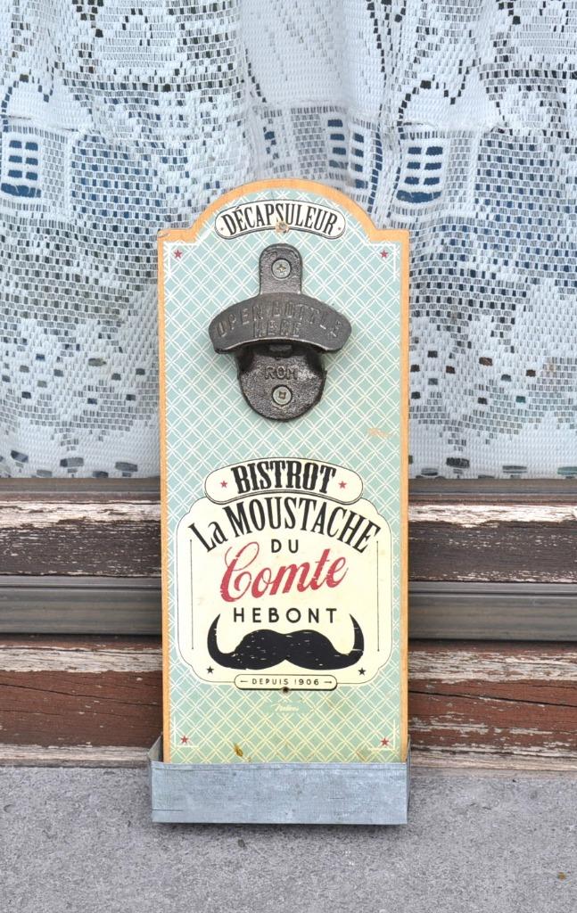 décapsuleur mural bistrot la moutache du comte hebont, Maison & Meubles, Enlèvement ou Envoi, Utilisé