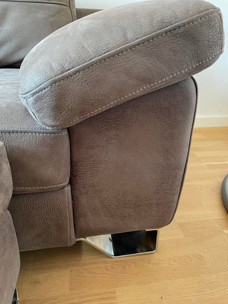Mooie buffel lederen sofa met poef, Ophalen, Zo goed als nieuw, Leer