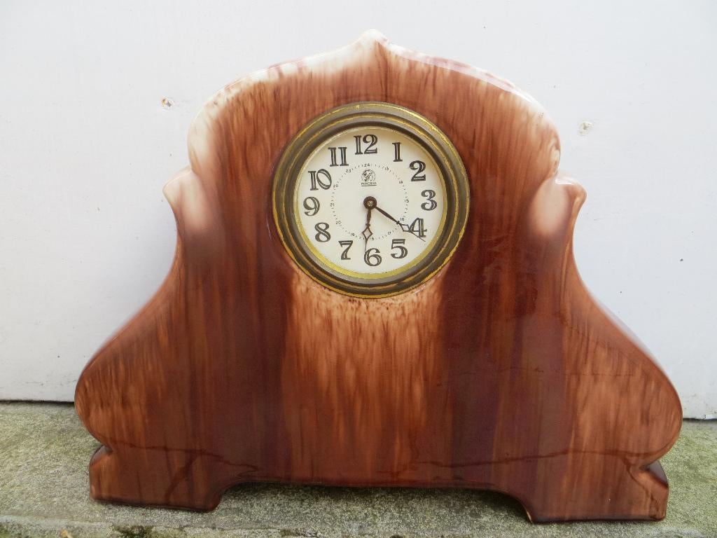 Pendule de cheminée rétro en faïence (Mantel clock), Ophalen of Verzenden