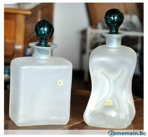 2 carafes  différentes a alcool verre cristal alfred taube, Antiquités & Art